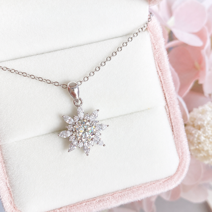 “Sunflare Bloom” 14K Gold Plated Brass 1CT Moissanite Sunflower Necklace