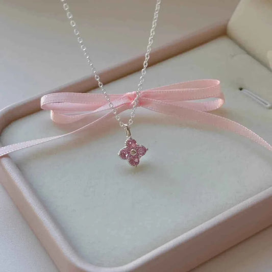 "Sweetheart Clover" 999 Pure Silver Four-Leaf Heart Necklace – Lucky, Minimalist, Gift-Ready