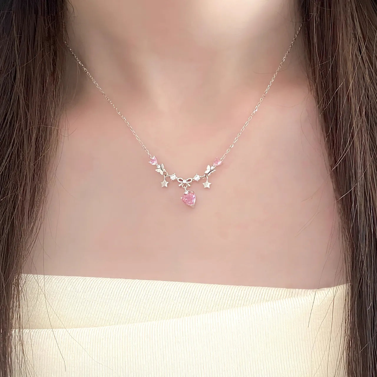 "Sweetheart Party" 925 Sterling Silber Schleifenkette 
