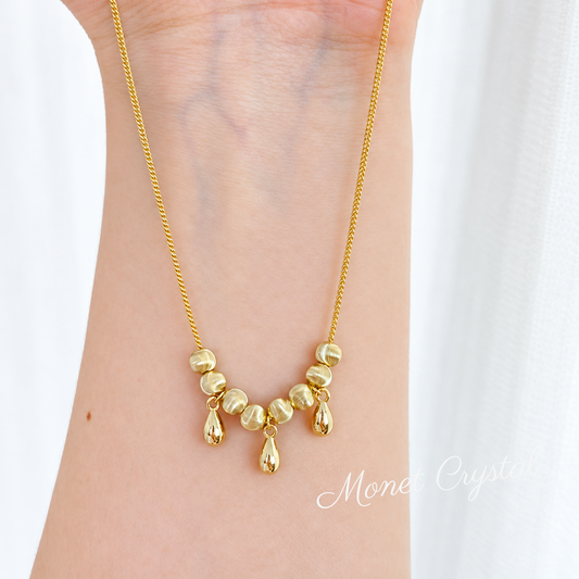 “Three Wishes” S925 Sterling Silver Beaded Drop Necklace