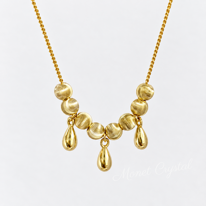 “Three Wishes” S925 Sterling Silver Beaded Drop Necklace