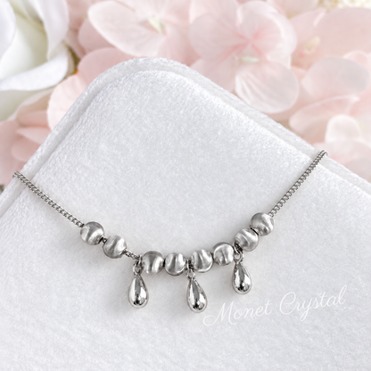 “Three Wishes” S925 Sterling Silver Beaded Drop Necklace
