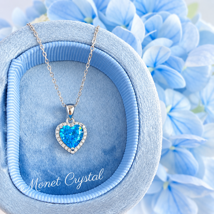 “True Blue” S925 Sterling Silver Blue Heart High Carbon Diamond Necklace