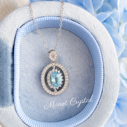 “Turning Point” S925 Sterling Silver Topaz Rotating Pendant Necklace