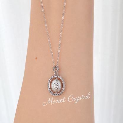 “Turning Point” S925 Sterling Silver Topaz Rotating Pendant Necklace