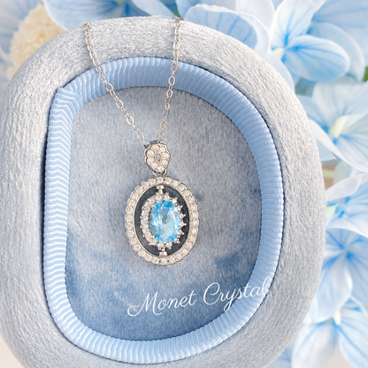 “Turning Point” S925 Sterling Silver Topaz Rotating Pendant Necklace