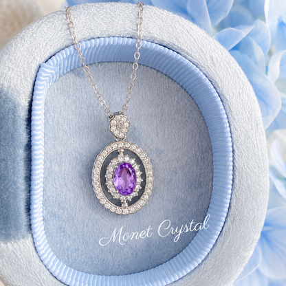 “Turning Point” S925 Sterling Silver Topaz & Amethyst Rotating Pendant Necklace