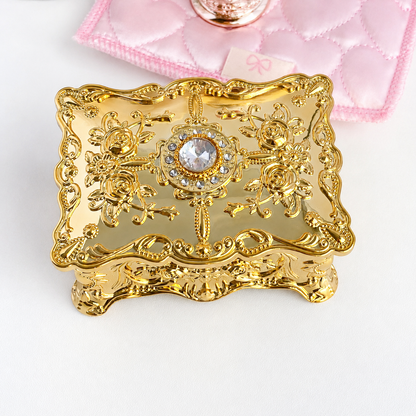 Versailles Rose Palace Jewelry Box – Vintage Enamel & Rhinestone Trinket Case