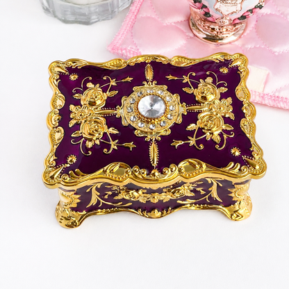 Versailles Rose Palace Jewelry Box – Vintage Enamel & Rhinestone Trinket Case