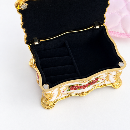 Versailles Rose Palace Jewelry Box – Vintage Enamel & Rhinestone Trinket Case
