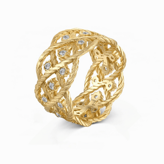 Vintage Lace – S925 Silver & Gold Plated Cross-Hollow CZ Ring