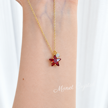 “Wish Upon” S925 Sterling Silver Red Star Zircon Necklace