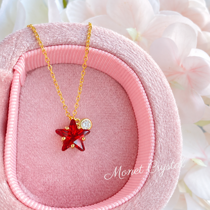 “Wish Upon” S925 Sterling Silver Red Star Zircon Necklace