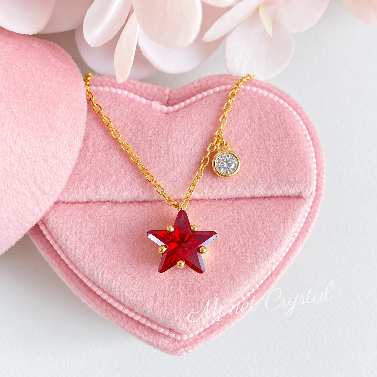 “Wish Upon” S925 Sterling Silver Red Star Zircon Necklace