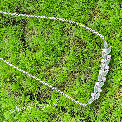 “Wisteria Vine” White Gold Plated S925 Sterling Silver Moss Agate Necklace & Bracelet Set