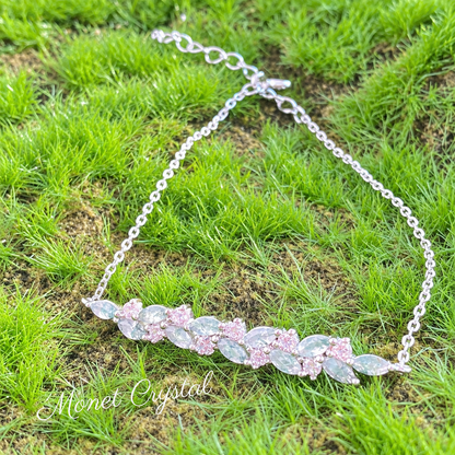 “Wisteria Vine” White Gold Plated S925 Sterling Silver Moss Agate Necklace & Bracelet Set