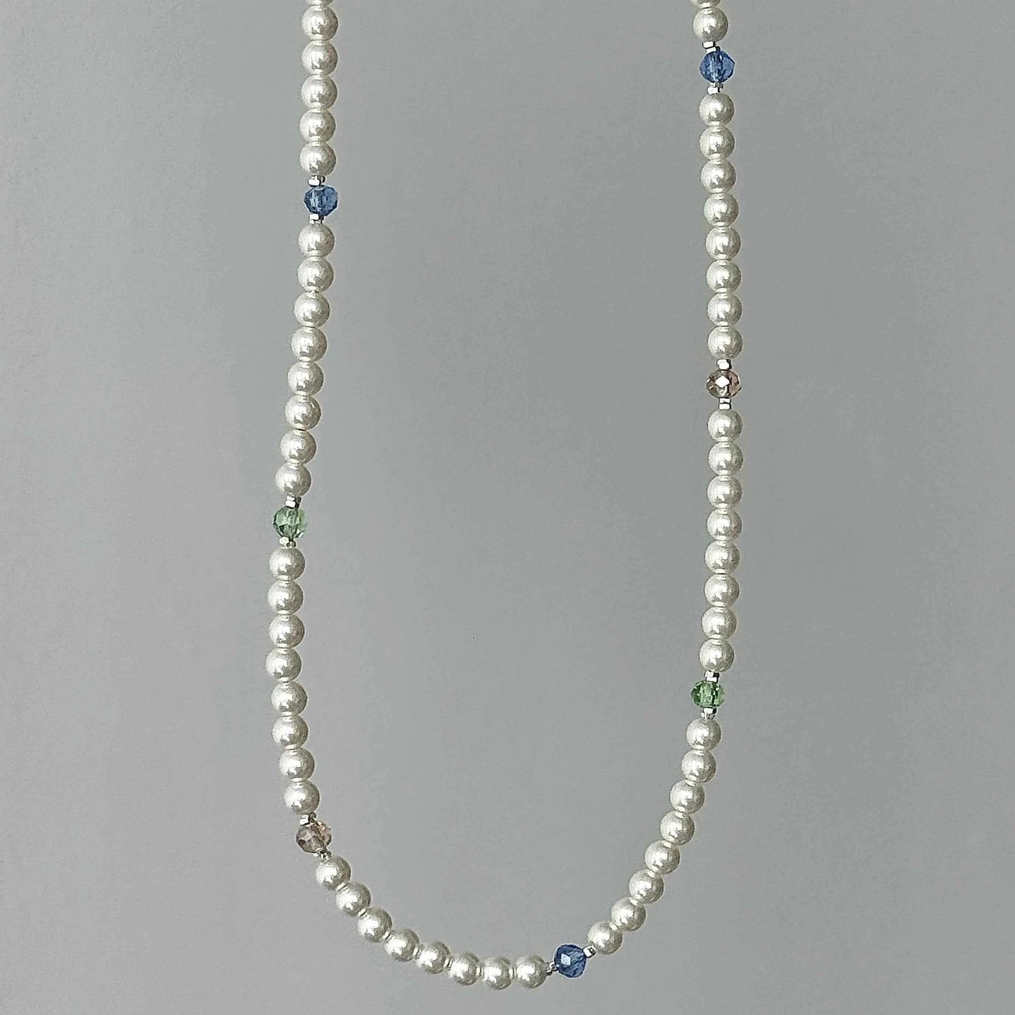 "Yingluo" 925 Sterling Silver Necklace with Pearls and Czech Beads - Unique and Gentle