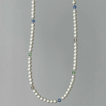 "Yingluo" 925 Sterling Silver Necklace with Pearls and Czech Beads - Unique and Gentle