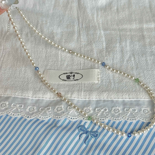 "Yingluo" 925 Sterling Silver Necklace with Pearls and Czech Beads - Unique and Gentle
