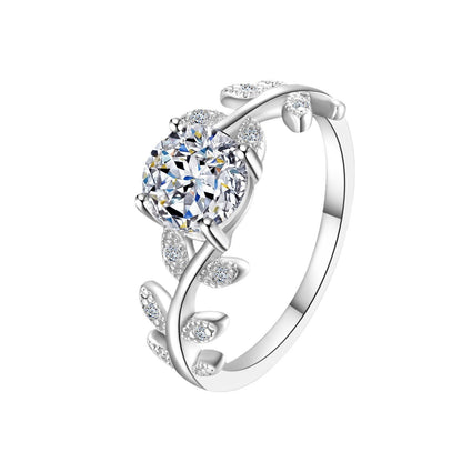 Laurel Vow 925 Sterling Silber Moissanit Ring – 1 Karat D Farbe, verstellbar 