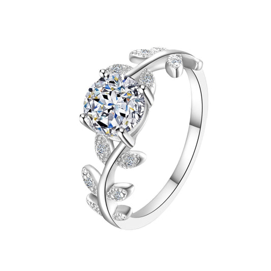 Laurel Vow 925 Sterling Silber Moissanit Ring – 1 Karat D Farbe, verstellbar 