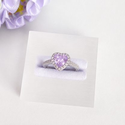 “Frostfire Heart” S925 Sterling Silver 1CT Heart-Cut Zircon Halo Ring