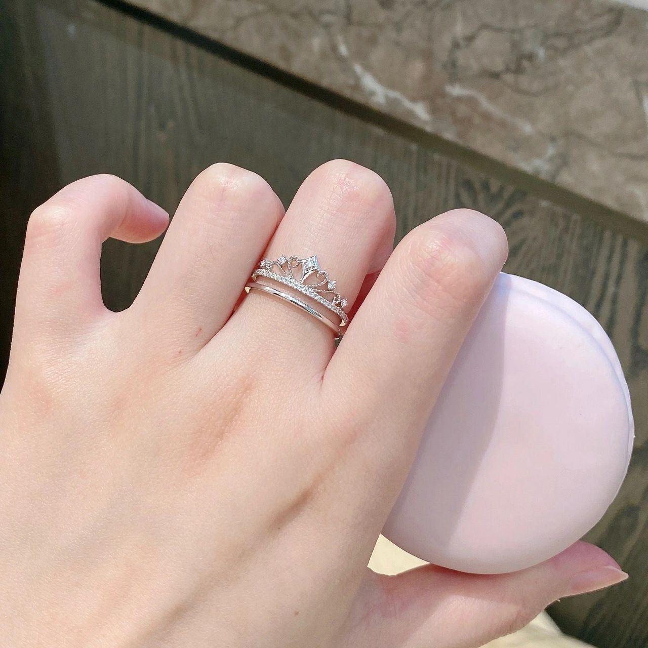 Castle Empress 925 Sterling Silber Moissanit Ring Set – Kronendesign 