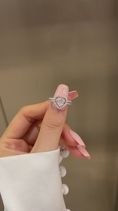 「ハートデュエット」925スターリングシルバースタッカブルリングセット