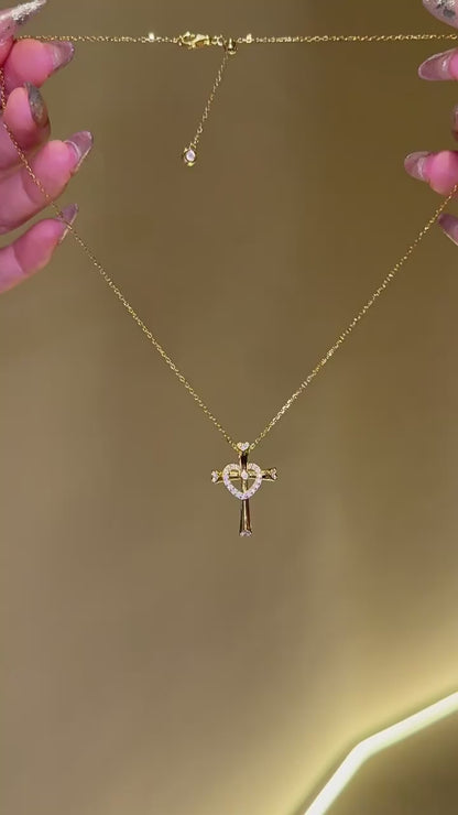 "Divine Heart" S925 Sterling Silver Dual Pendant Necklace